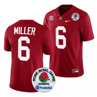 Men's Alabama Crimson Tide #6 Jam Miller 2024 Rose Bowl Crimson NCAA Playoff College Football Jersey 2403WEVQ7